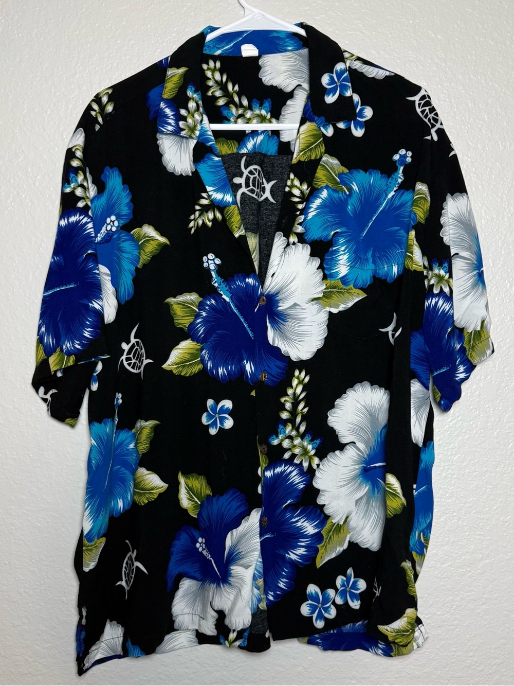 Men’s Hawaiian Floral Turtle Rayan shirt 2XL‎ black blue green